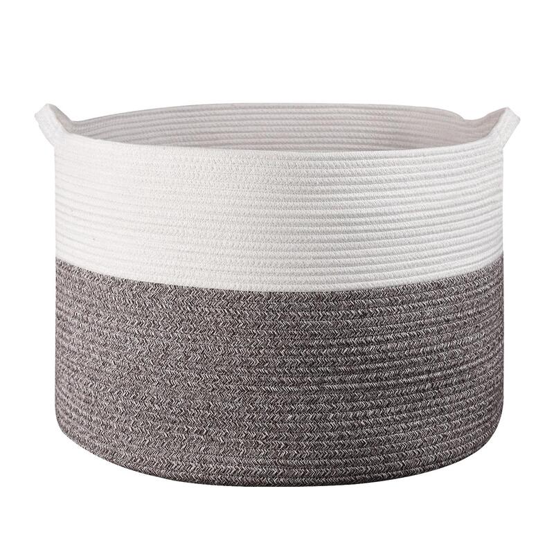 Vinsani White Frame Natural Woven Laundry Basket