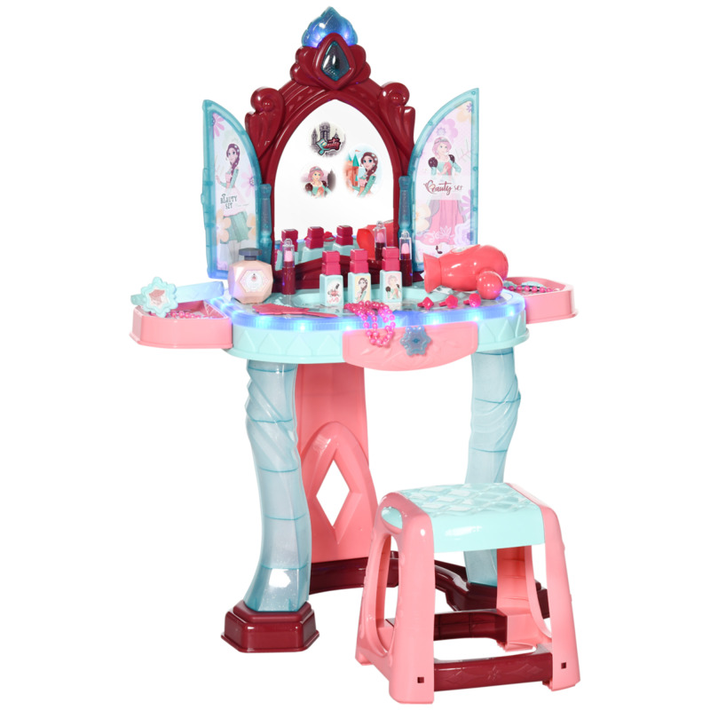 31 Piece Kids Dressing Table With Magical Princess Mirror, Light And Music