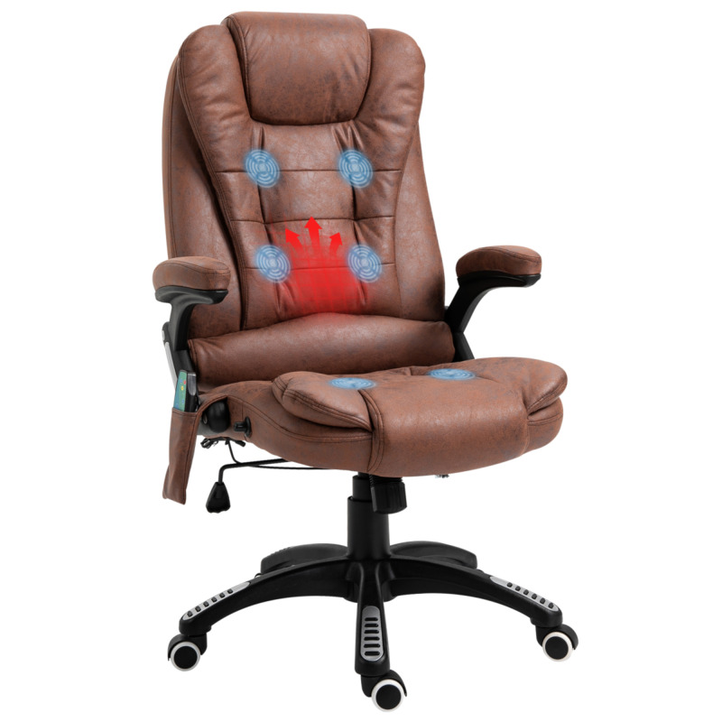 Brown Reclining Armchair With Heating & Massage - Ergonomic Headrest