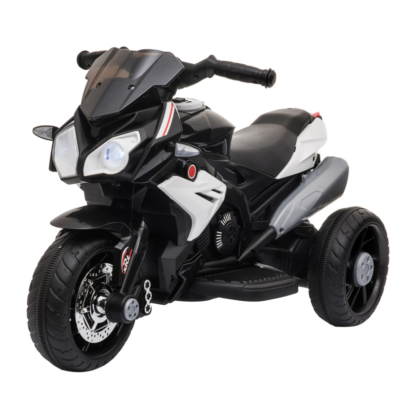 Kids Electric Motorcycle Ride-on Toy Vehicle - 6v Battery, Music, Horn, Lights, Black