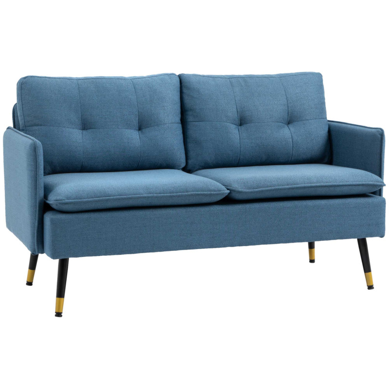 Homcom 2 Seater Fabric Sofa With Deep Button Tufting - Dark Blue