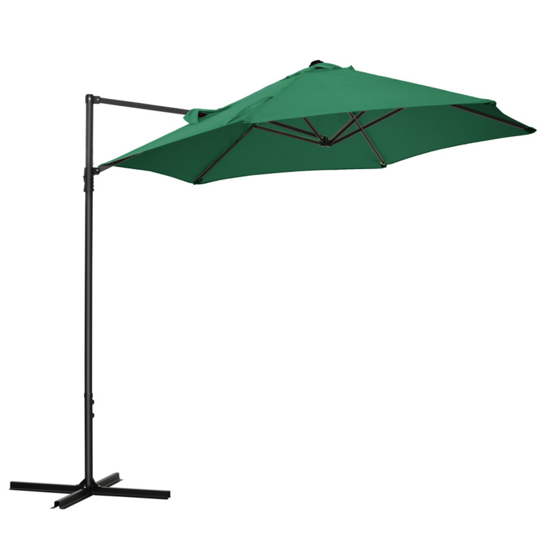 Outsunny 2.5m Cantilever Garden Parasol - 360 Rotation, Green