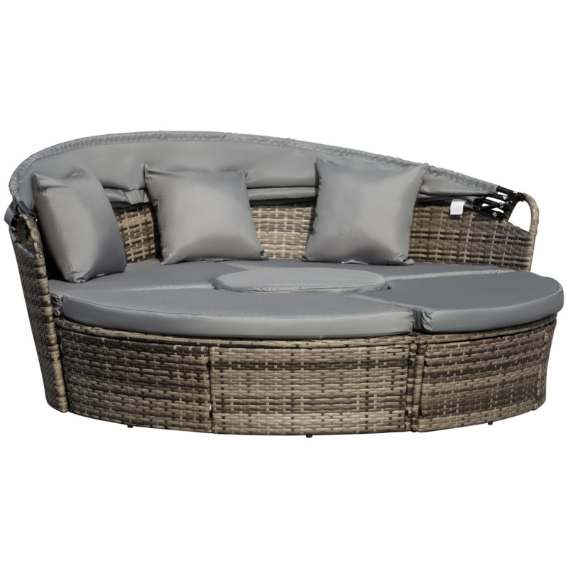 Outsunny 5 Piece Rattan Outdoor Sofa Set With Cushions & Canopy - Grey