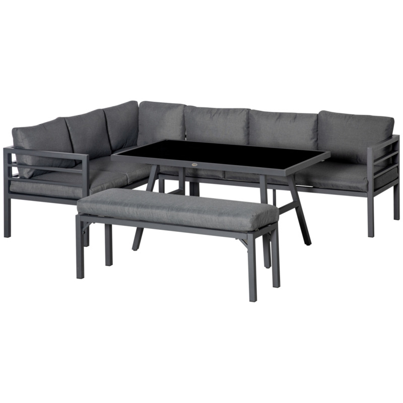 Outsunny 8-seater Aluminium Garden Sofa Dining Furniture Set With Cushions