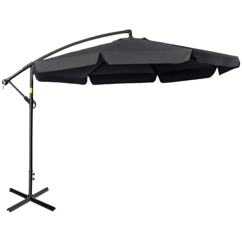 Outsunny 2.7m Cantilever Banana Parasol Sun Shade With Crank - Black