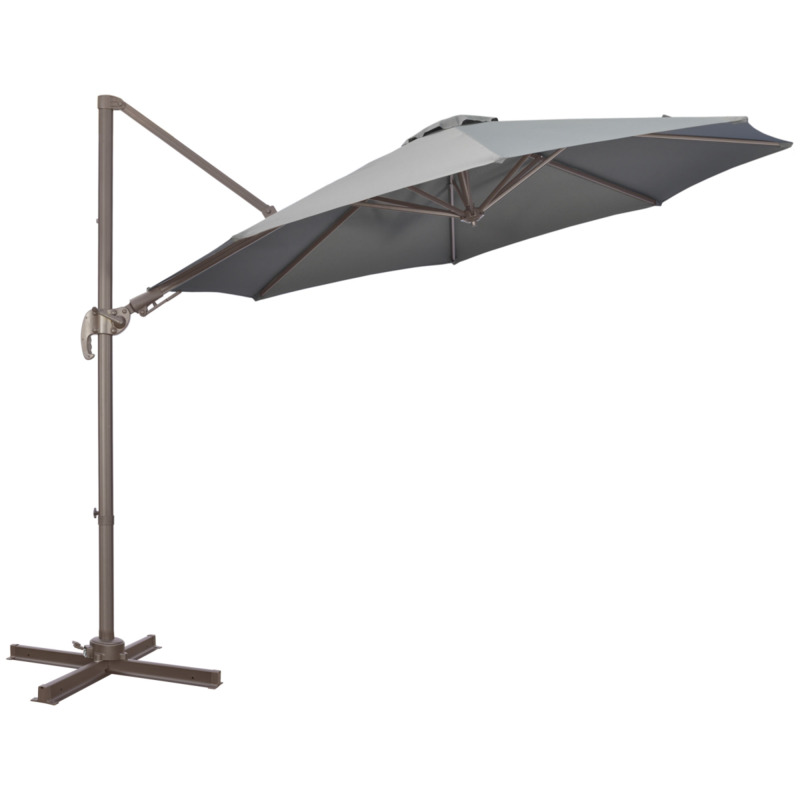 Outsunny 3m X 2.4m Cantilever Parasol Umbrella With 360° Rotation & Tilt - Grey