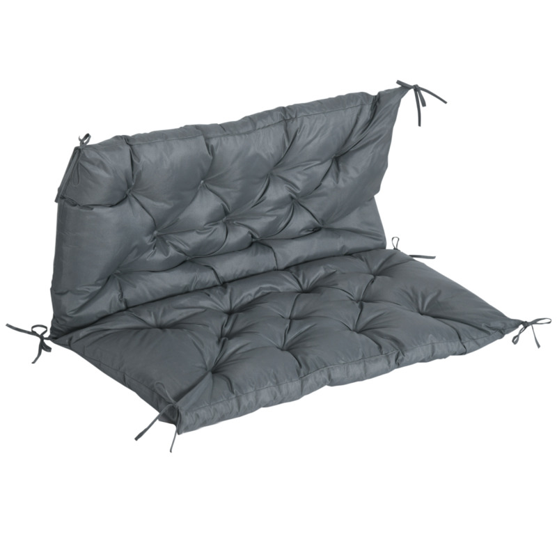 Outsunny Water Stain Resistant 2 Seater Garden Bench Cushion Outdoor Seat Pad With Ties Dark Grey