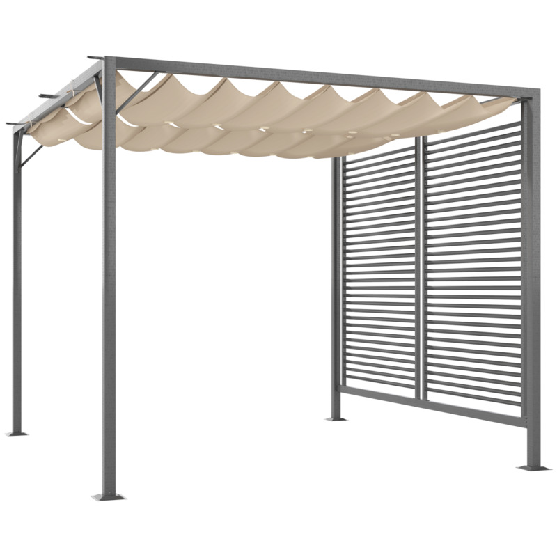 Outsunny Metal Pergola Patio Sun Shelter Retractable Canopy Uv Cut 300 X 300 X 265cm