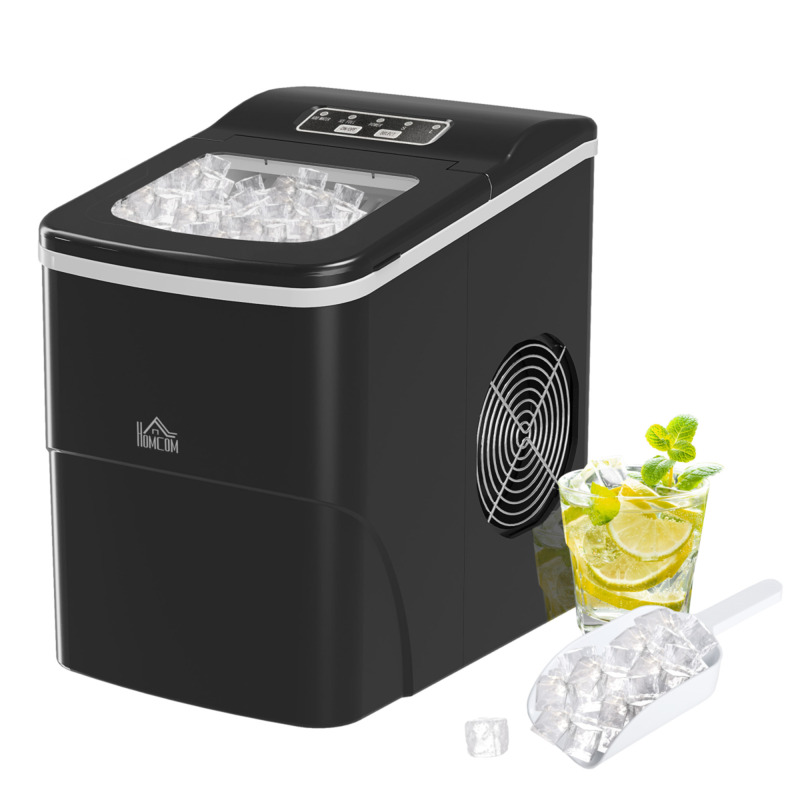 Homcom Ice Maker 12kg/24h Production With Scoop Basket - Black