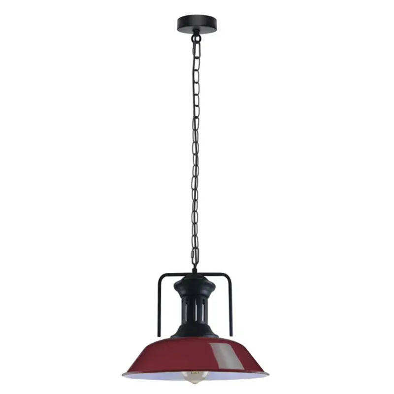 Ledsone Burgundy Vintage Industrial Ceiling Pendant Light Shade - E27 Fitting Dimmer Compatible