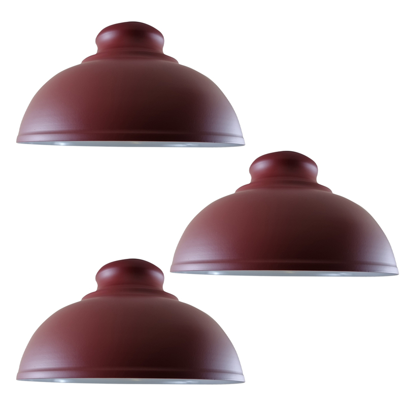 Ledsone Metal Lampshades 3 Pack 29cm Diameter Burgundy Industrial Easy Fit For Wall & Table Lamps