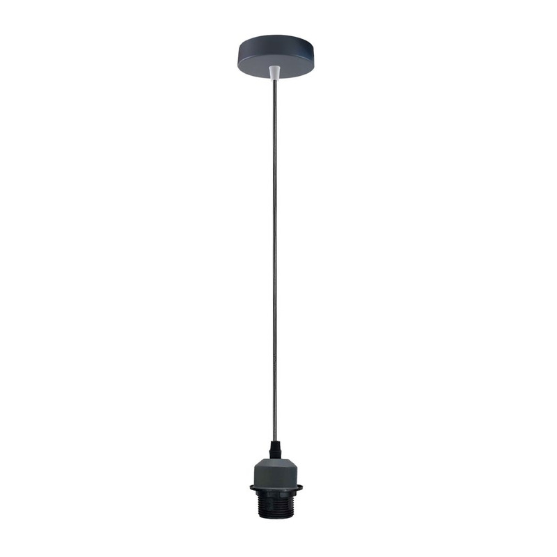 Ledsone Industrial Grey E27 Pendant Light Fitting - 95cm Cable, Lampshade Ready, Uk Compliant
