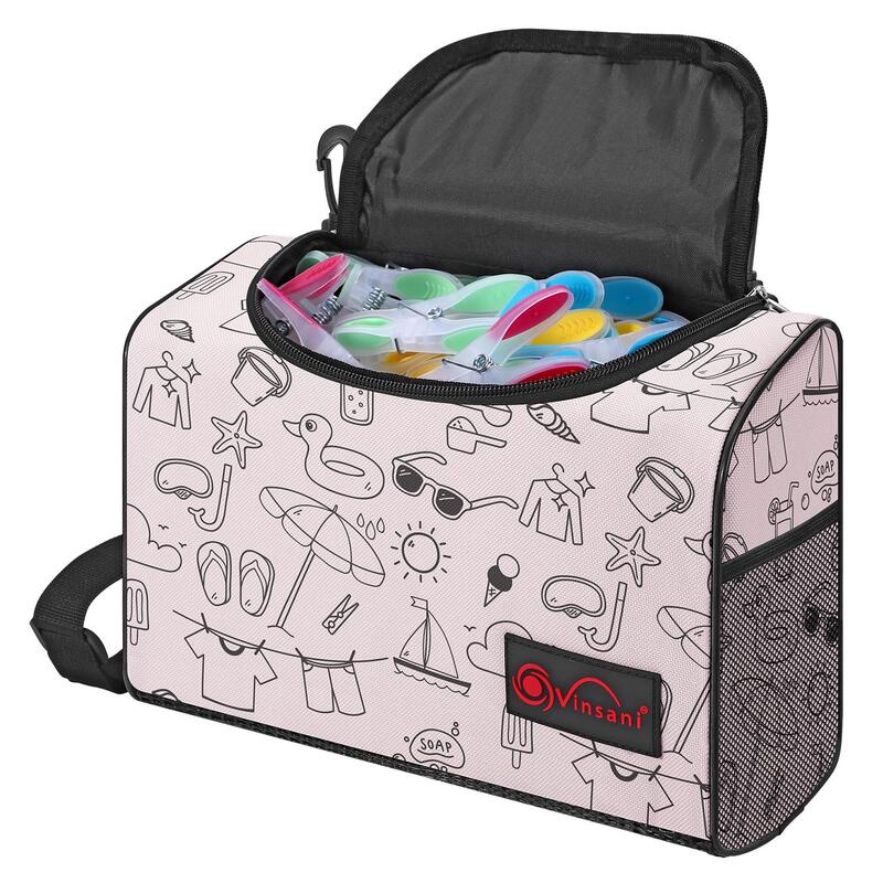 Vinsani Zipped Peg Bag - Cream & Pink Printed Camping Awning Storage