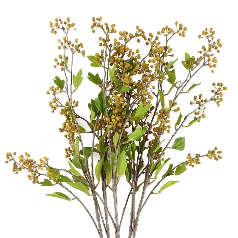 Leaf 90cm Artificial Yellow Berry Stems Pack Of 6
