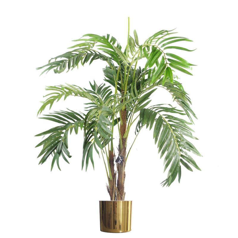 Leaf 120cm Artificial Palm Tree - Gold Metal Planter