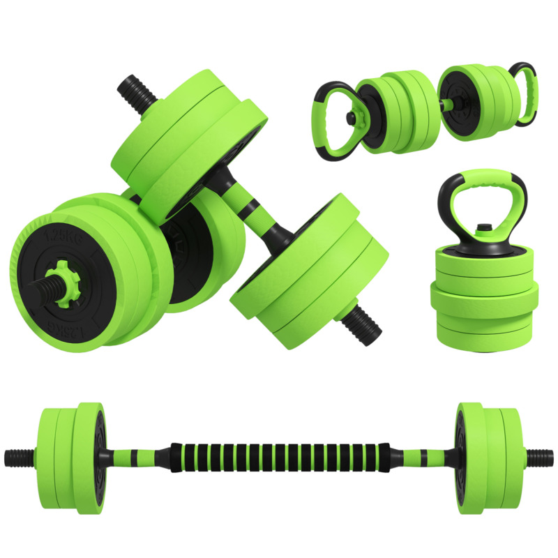 Sportnow 4-in-1 Weight Set - 20kg Dumbbell Barbell Kettlebell Push-up Stand