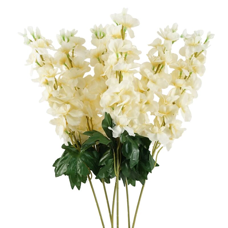 Leaf 75cm Delphinium Artificial Stems - Cream - Pack Of 6