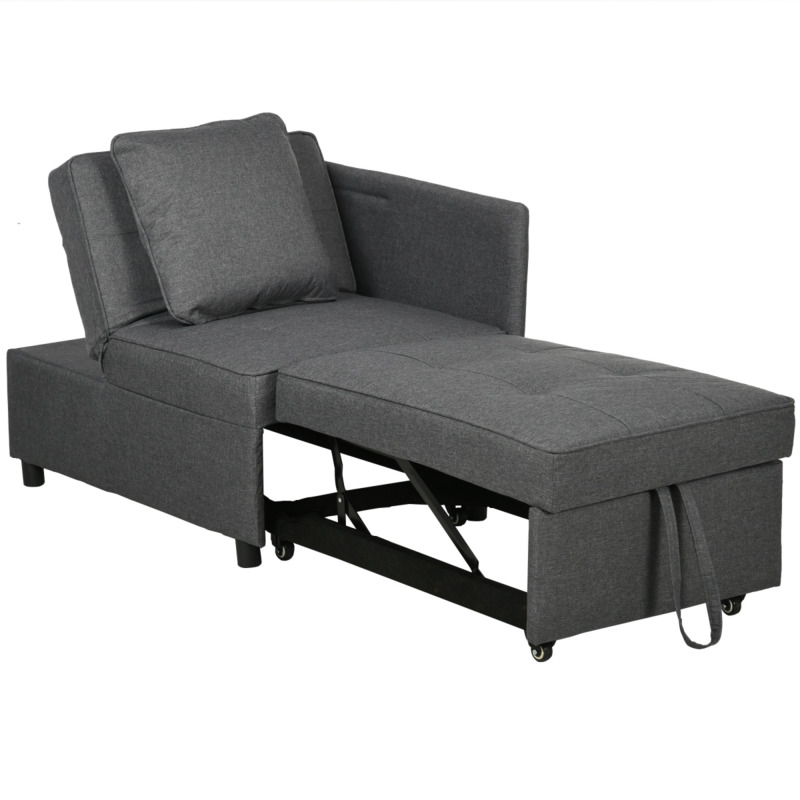 Homcom 5-position Recline Sofa Bed Armchair With Pillows - Grey
