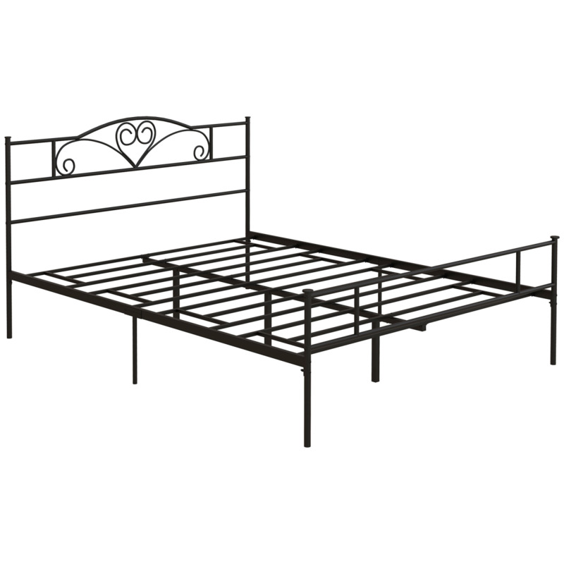 Homcom King Metal Bed Frame With Headboard Footboard - 31cm Under-bed Space