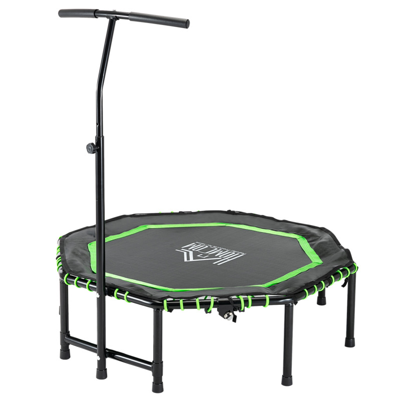 Homcom Steel Foldable Fitness Trampoline 122cm X 122cm With Adjustable Handlebar - Green