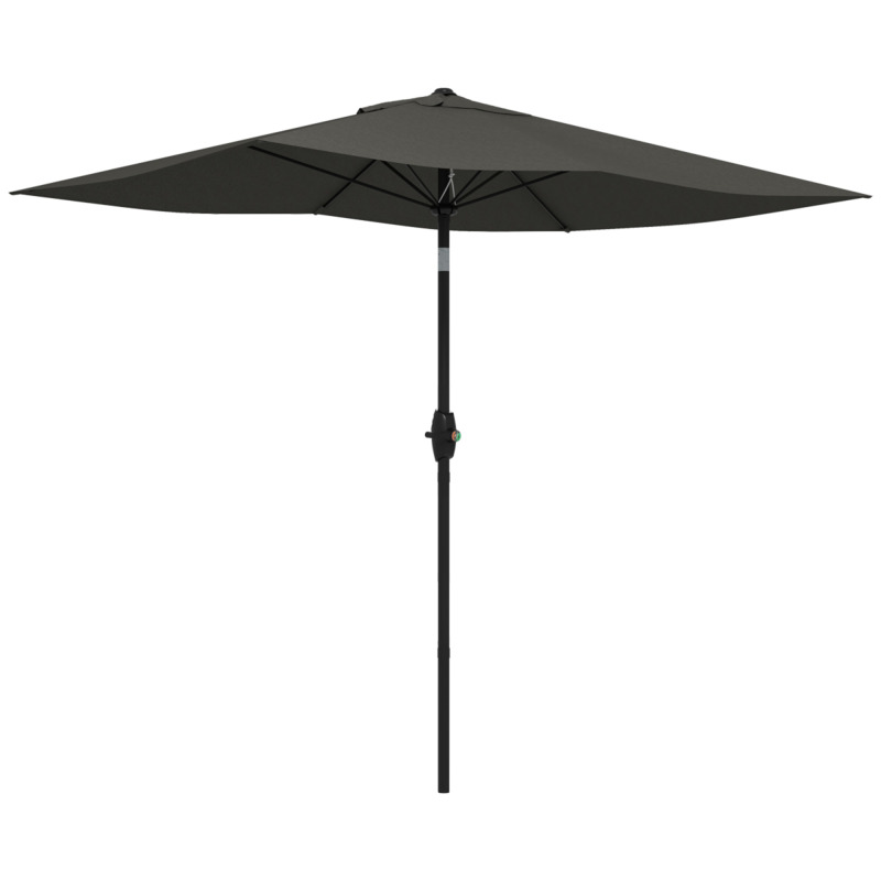 Outsunny Rectangular Garden Parasol Umbrella - 2 X 3m, Oblong Shade, Adjustable Tilt, Dark Grey