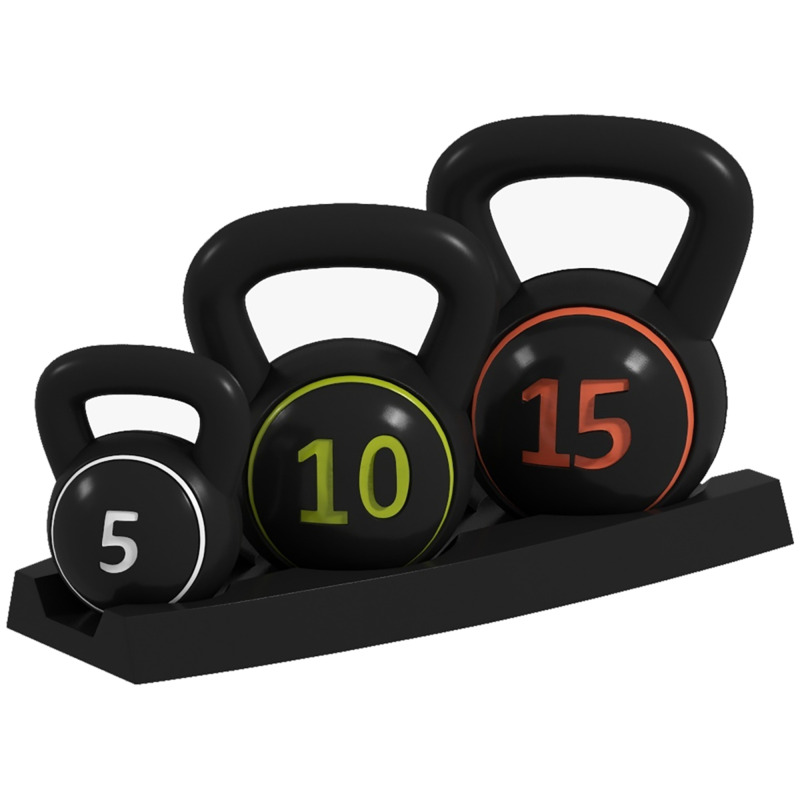 Sportnow Kettlebell Set With Storage Tray - 2.2kg, 4.5kg, 6.8kg