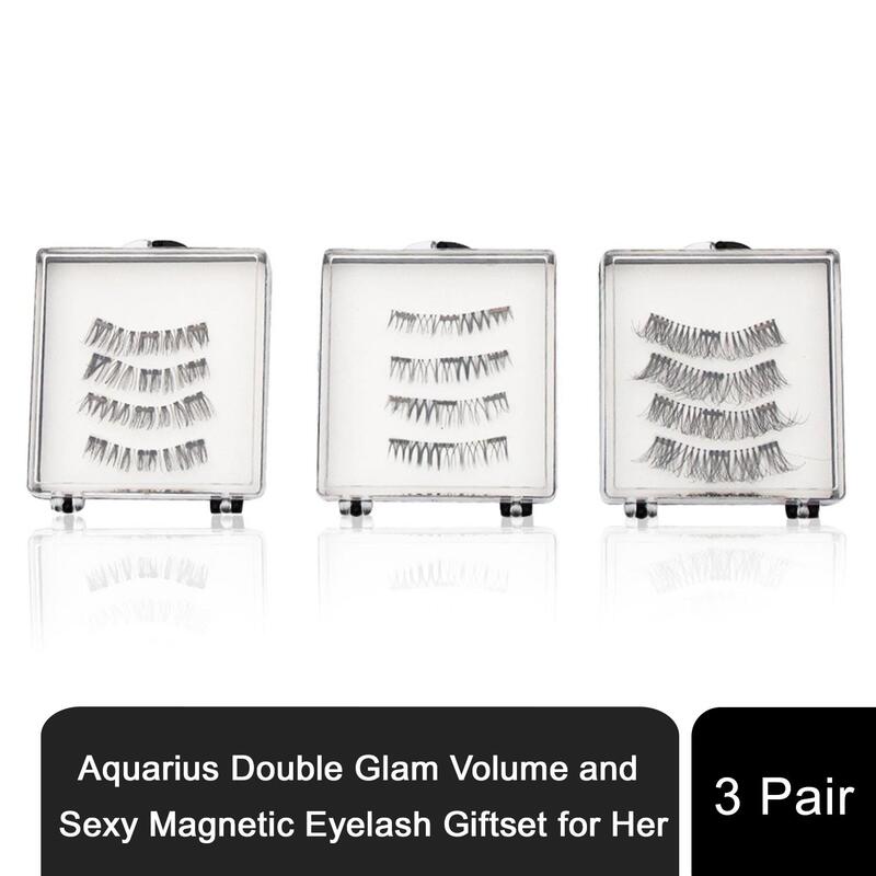 Aquarius Double Glam Magnetic Eyelash Giftset, 3 Pairs - Adhesive-free, Reusable, Volume & Sexy Finish