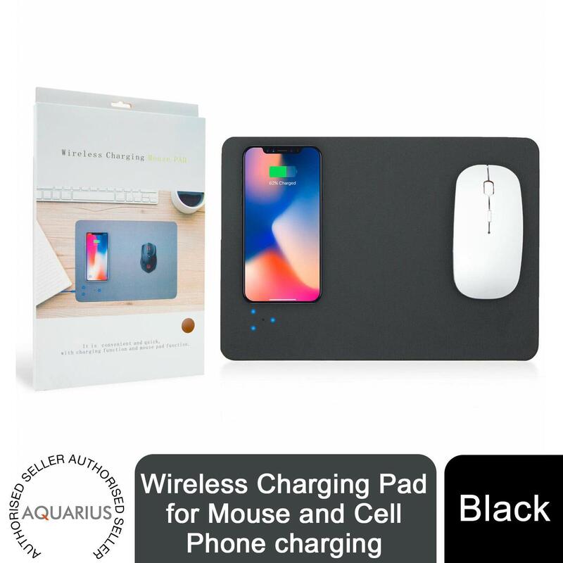 Aquarius Dual Wireless Charger Pad For Mouse & Smartphone - Black