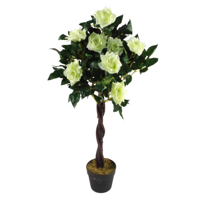 Leaf Artificial Cream Rose Tree 90cm (3ft) Wedding Twisted Vine Centrepiece