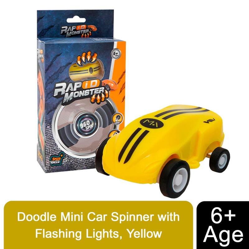 Doodle Mini Car Spinner With Flashing Lights - Yellow