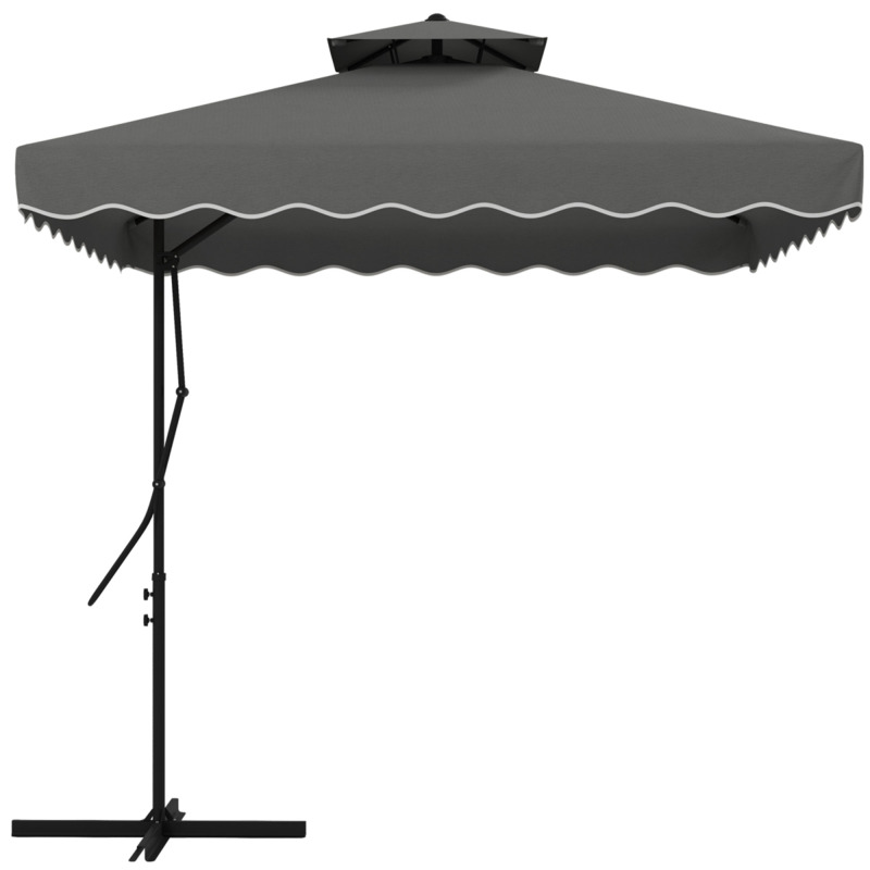 Outsunny 2.5m Square Cantilever Garden Parasol Umbrella With Cross Base - Grey