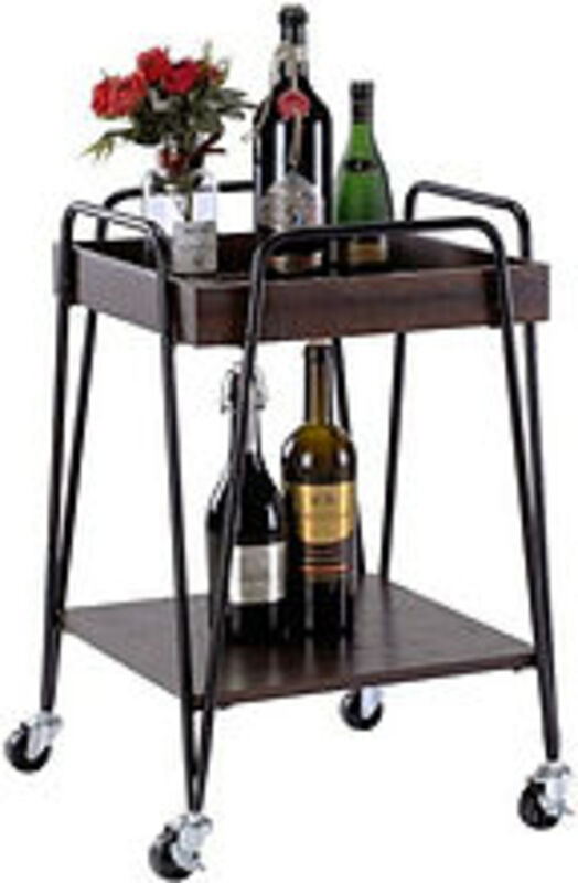 Msl 75cm Metal Drinks Trolley - Mobile Bar Cart With Castors