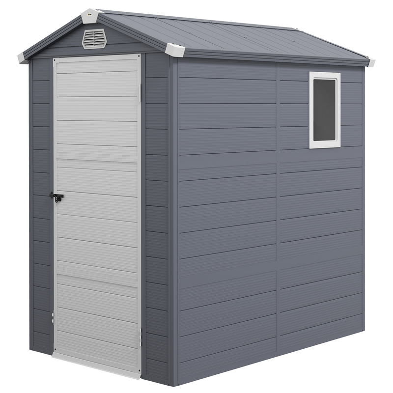 Outsunny Aluminium Frame Plastic Garden Shed 4 X 3ft - Lockable Door Vents Foundation Kit