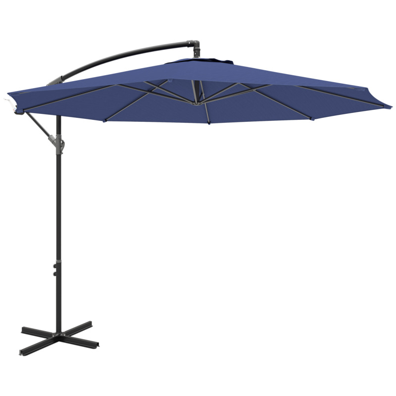 Outsunny 3m Banana Cantilever Parasol Umbrella With Crank & Base - Uv Resistant Polyester, Powder-coated Steel