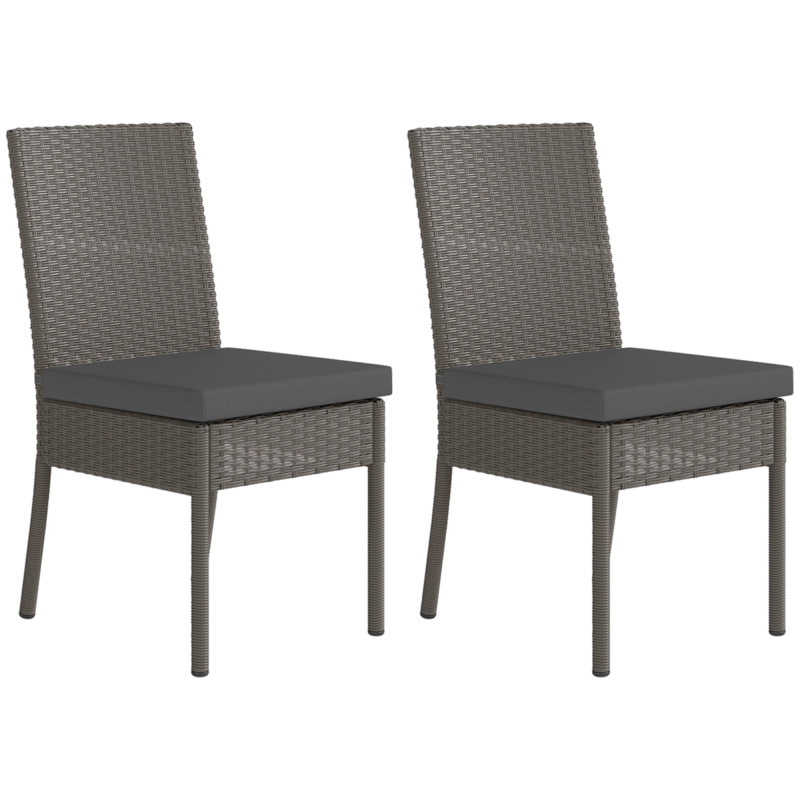 Outsunny Rattan Garden Chairs With Cushion Wicker Dining Chairs