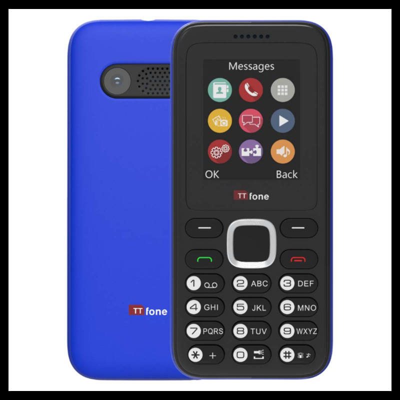 Ttfone Tt150 Unlocked Basic Mobile Phone - Dual Sim, Long Battery Life, Camera, Games, Durable, Lightweight - Blue O2 Pay As You Go