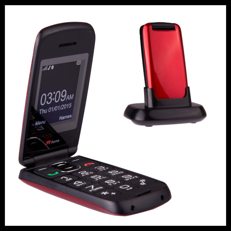Ttfone Star Tt300 Big Button Flip Mobile Phone - Red O2 Pay As You Go