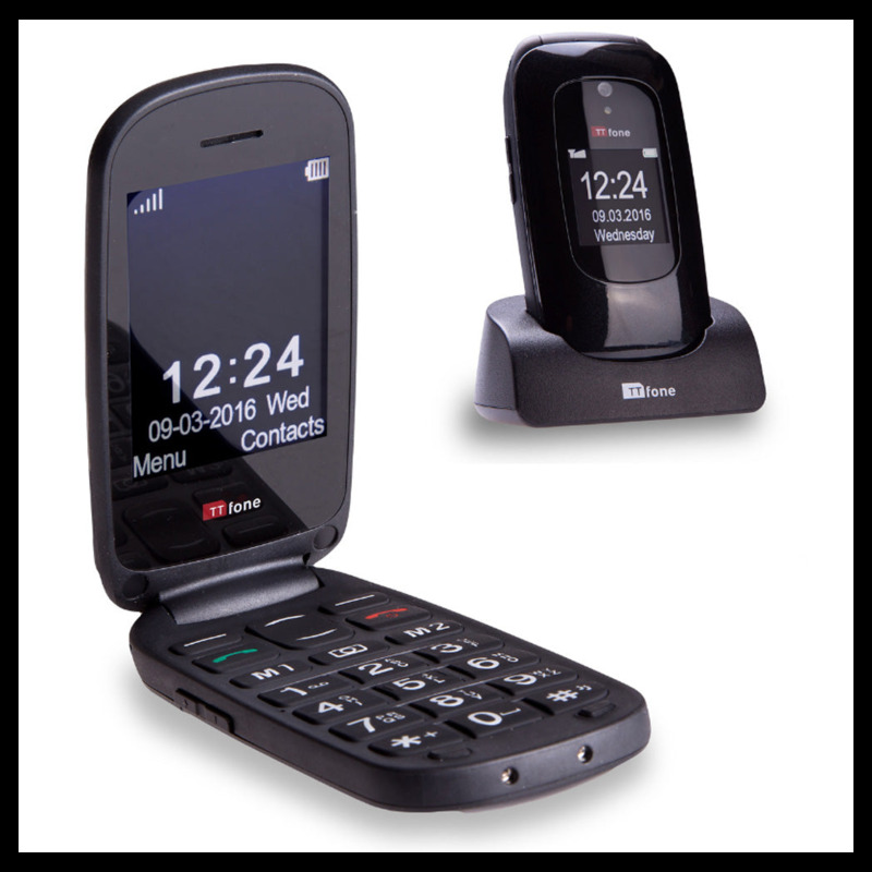 Ttfone Lunar Tt750 Flip Mobile Phone - Black, Big Button, Easy Menu, Unlocked, Giff Gaff Sim Included