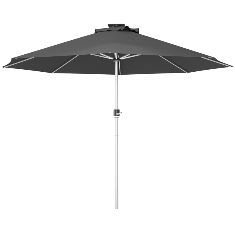 Outsunny Solar Aluminium Parasol With Integrated Led Lights - Khaki