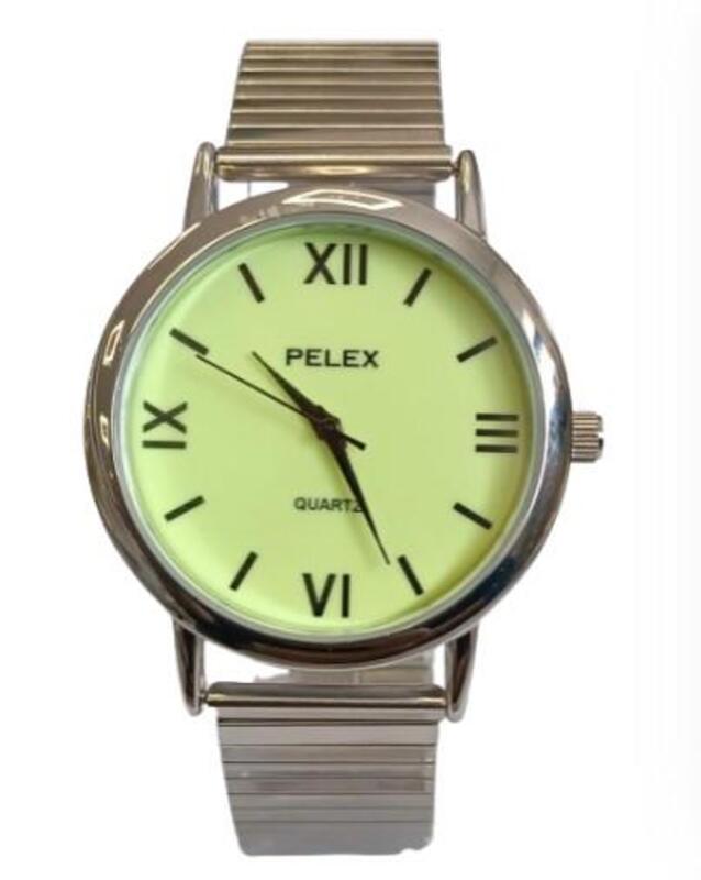 Pelex Men's Silver-tone Roman Numeral Quartz Watch With Night Glow Dial & Bracelet