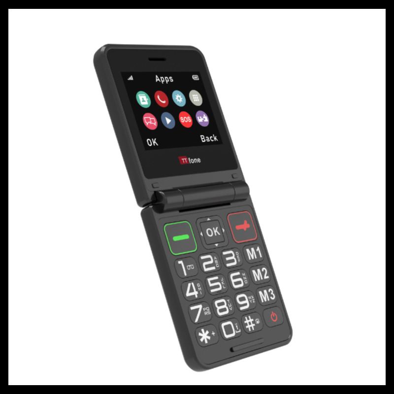 Ttfone Tt660 Unlocked Flip Mobile Phone - Folding Design, Large Buttons, Emergency Assistance, Long Battery, Usb Cable