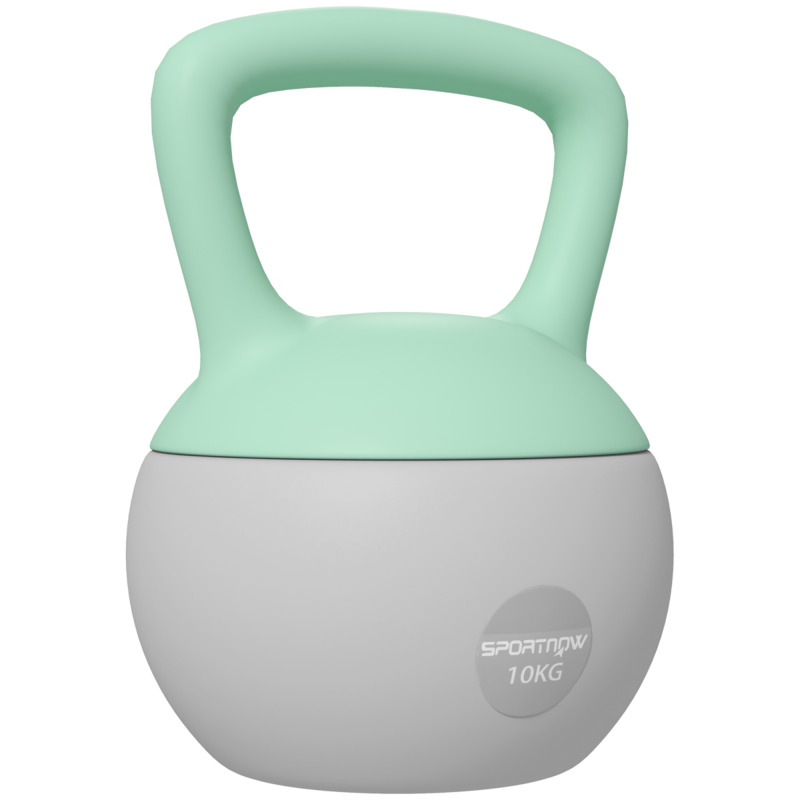Sportnow 10kg Soft Body Kettlebell - Non-slip Handle, Grey & Green