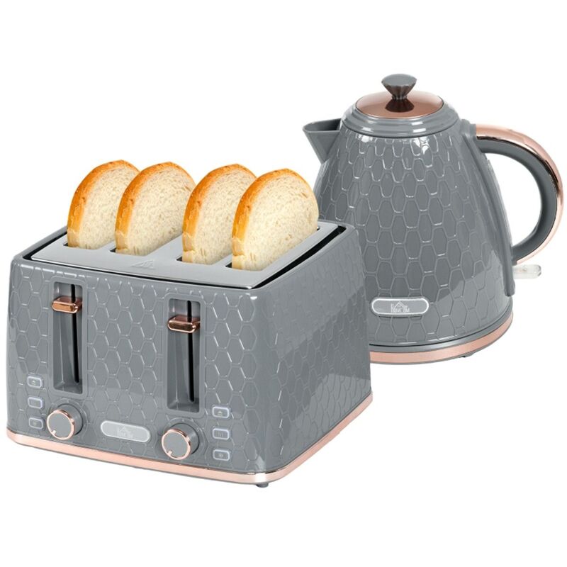 Rapid Boil Kettle & Versatile Toaster Set - Sleek Design, Easy Clean