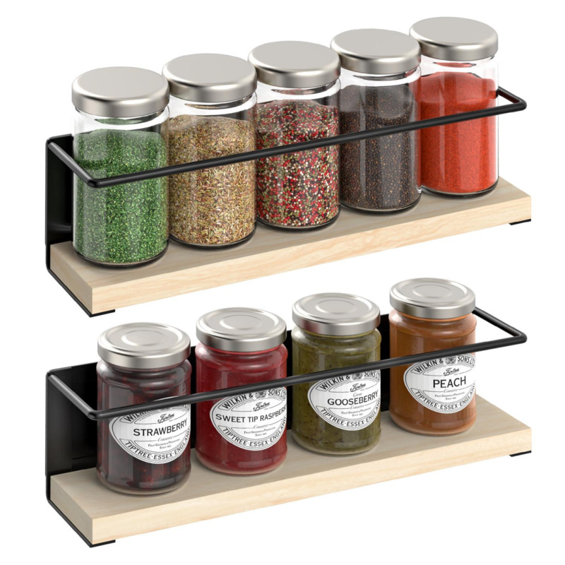 Vinsani Natural Wood Magnetic Spice Rack Set - 2 Piece