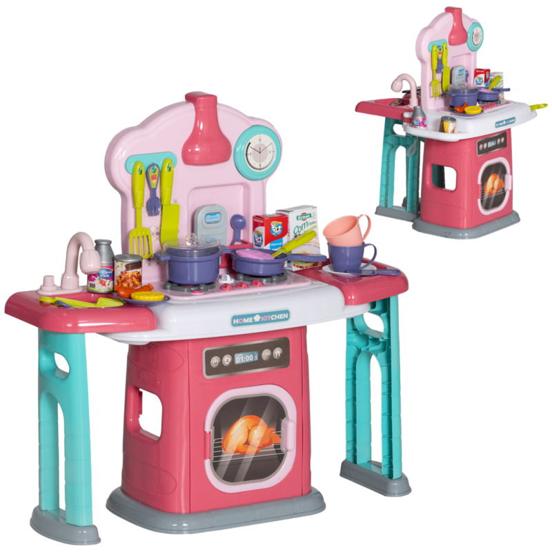 Aiyaplay Interactive Kitchen Playset With Rotating Tables, Lights, Sounds & Spray - 45 Pieces