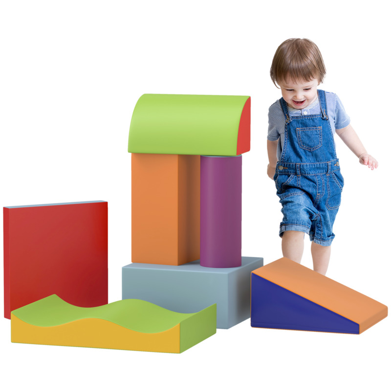 Homcom 7 Pcs Soft Foam Puzzle Play Blocks Set - Blue