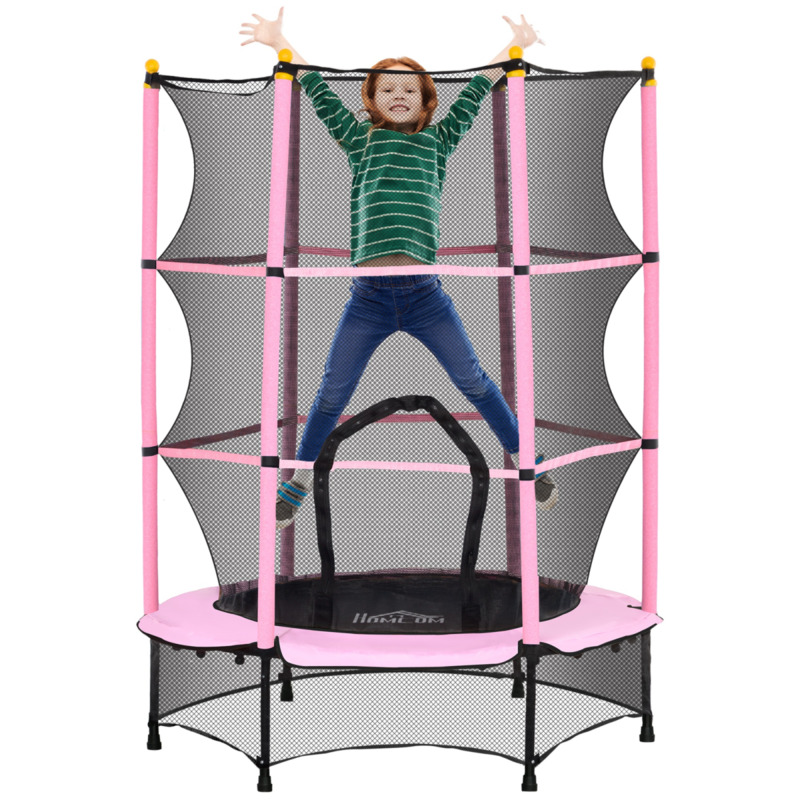 Homcom 4.6ft Kids Trampoline With Spring-free Bungee Safety Enclosure - Indoor Outdoor