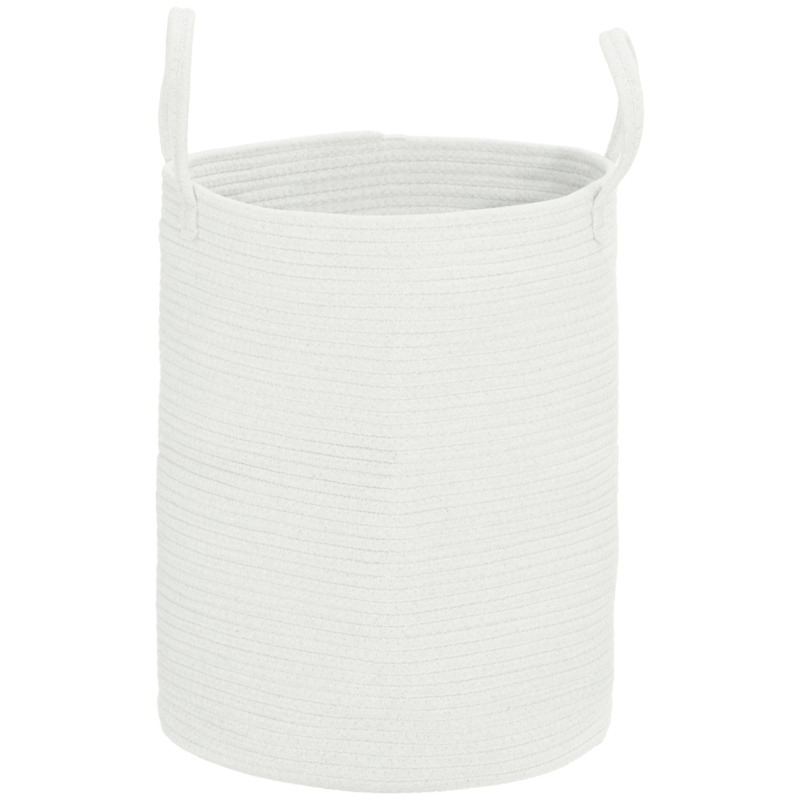 Homcom Cotton Rope Laundry Basket - 36l Capacity, Natural, With Handles