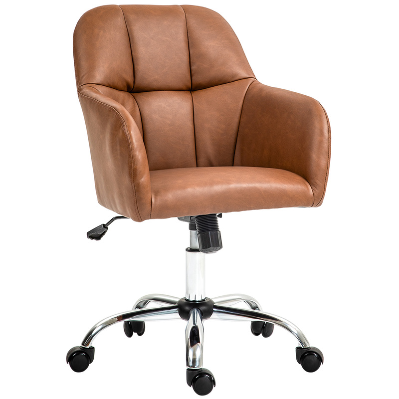 Homcom Pu Leather Computer Desk Chair With Swivel Wheels