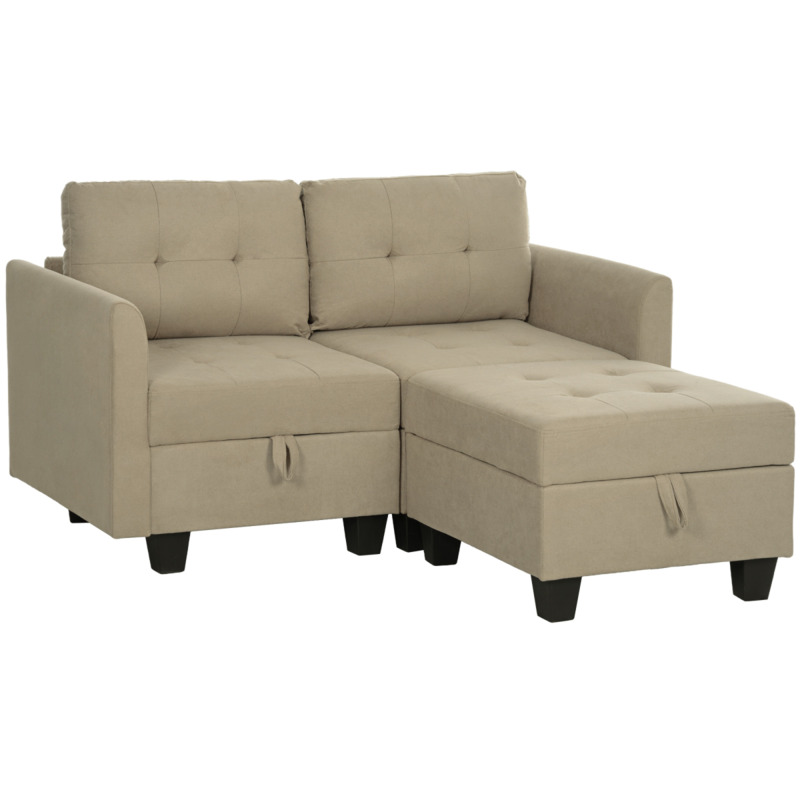 Homcom Modular Fabric Sectional Sofa Set With Integrated Storage - 2 Seater